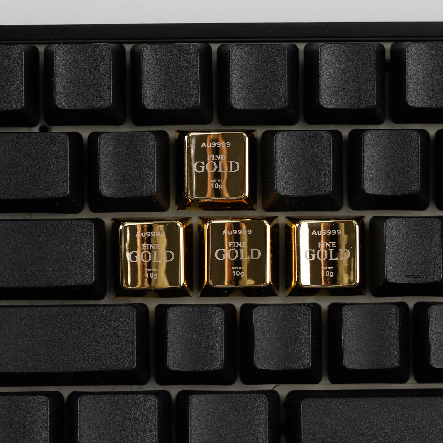 YMDK Gold Zinc Alloy Electroplated Keycaps Personalized Custom Cherry R4 Keycaps for MX Mechanical Keyboards Arrow WASD Keys