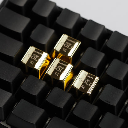 YMDK Gold Zinc Alloy Electroplated Keycaps Personalized Custom Cherry R4 Keycaps for MX Mechanical Keyboards Arrow WASD Keys