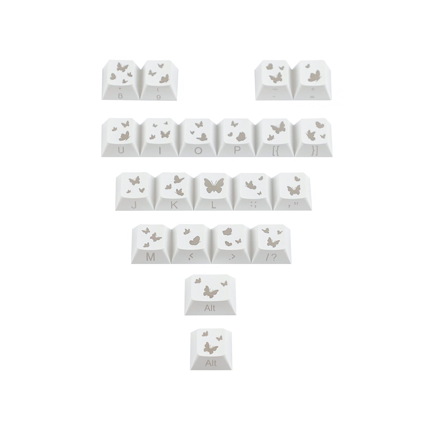 YMDK 21-Key Pink Black Silver Butterfly Heart Keycap Set, Cherry Profile, Side Printed, Shine Through, Compatible with Magnetic Switch Mechanical Keyboards