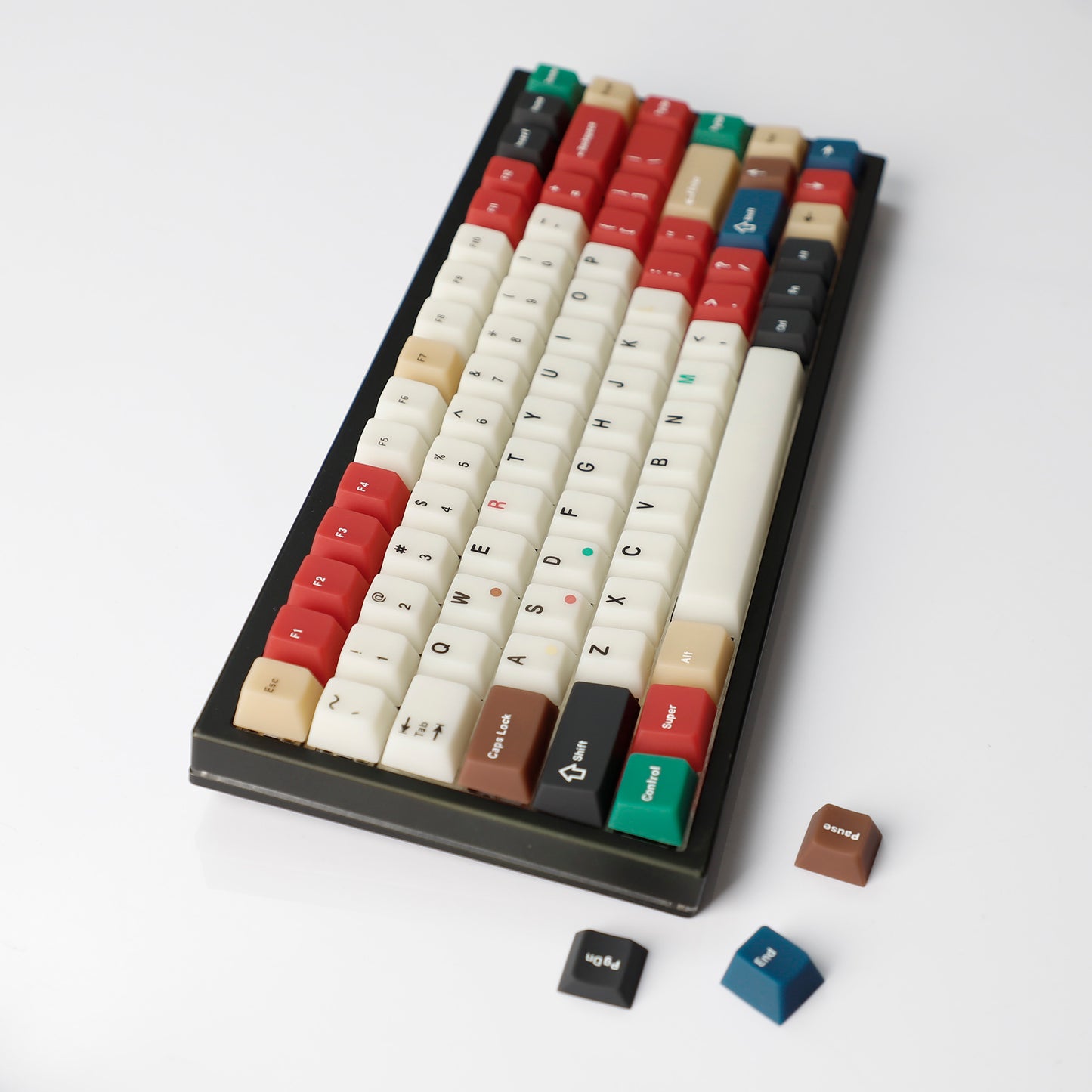 YMDK 102 Keys Cherry Profile Keycaps – Retro Fog Light Soft Jade Theme | PC Top Print, Compatible with 61/64/68/84/87 MX Mechanical Keyboards