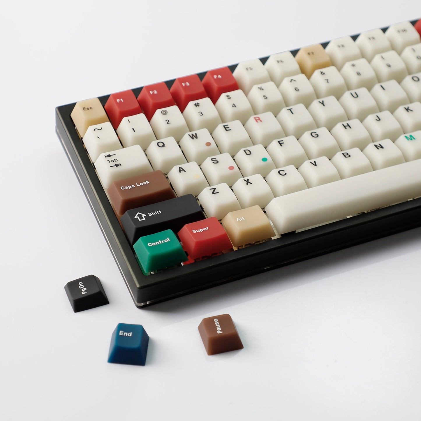 YMDK 102 Keys Cherry Profile Keycaps – Retro Fog Light Soft Jade Theme | PC Top Print, Compatible with 61/64/68/84/87 MX Mechanical Keyboards
