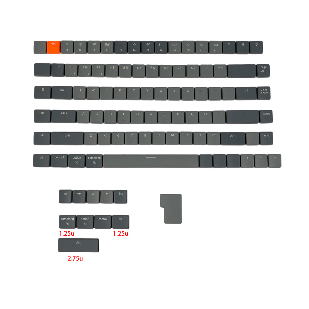 Gray Orange ABS 101 keys Low Profile Keycaps Backlit Key Caps Compatible with Keychron K1 K3 Low Profile Mechanical Keyboard