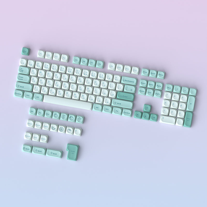 YMDK Mint Soda Theme Keycaps 125 Keys PBT MOA Profile Dye Sublimation for Mechanical Keyboard