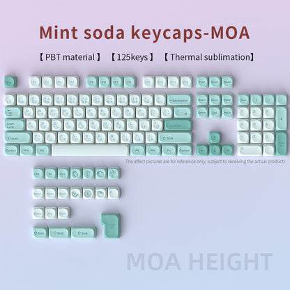 YMDK Mint Soda Theme Keycaps 125 Keys PBT MOA Profile Dye Sublimation for Mechanical Keyboard