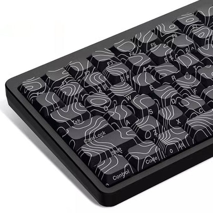 YMDK 131 Blcak Contour Lines Low Profile PBT Double Shot Keycaps for MX Mechanical Keyboards