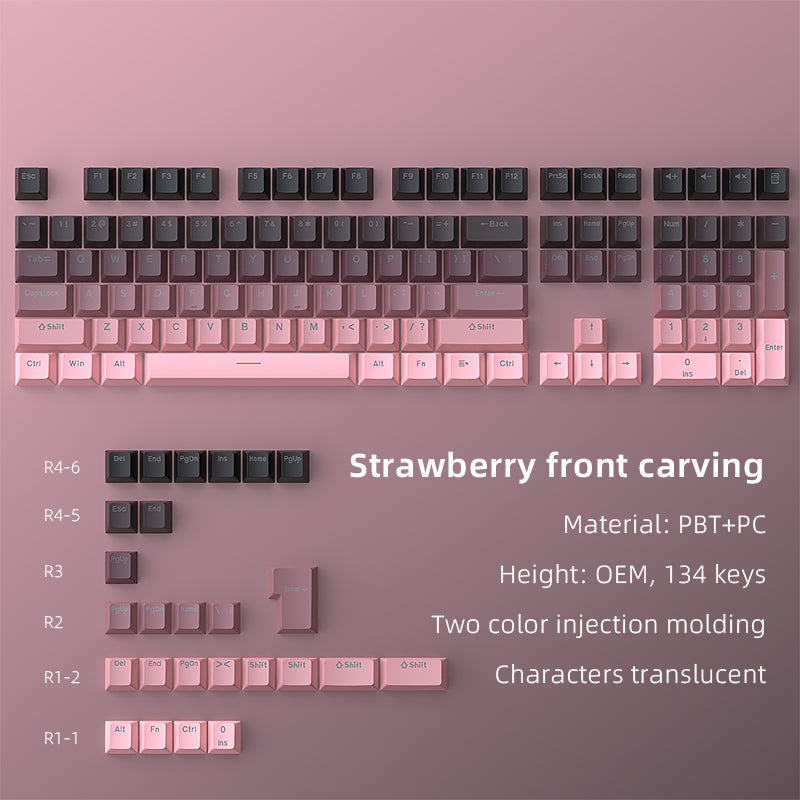 YMDK Gradient Keycaps Thick PBT Keycap Blacklit Shine Through OEM Profile 134 Key Set Cherry Profile Dye Sub Minimalist Style Custom Key Cap for MX Mechanical Keyboards