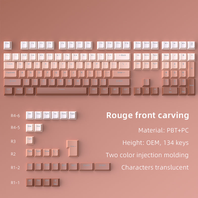 YMDK Gradient Keycaps Thick PBT Keycap Blacklit Shine Through OEM Profile 134 Key Set Cherry Profile Dye Sub Minimalist Style Custom Key Cap for MX Mechanical Keyboards