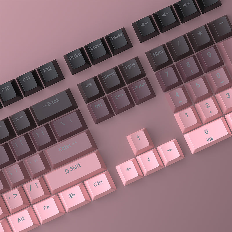 YMDK Gradient Keycaps Thick PBT Keycap Blacklit Shine Through OEM Profile 134 Key Set Cherry Profile Dye Sub Minimalist Style Custom Key Cap for MX Mechanical Keyboards