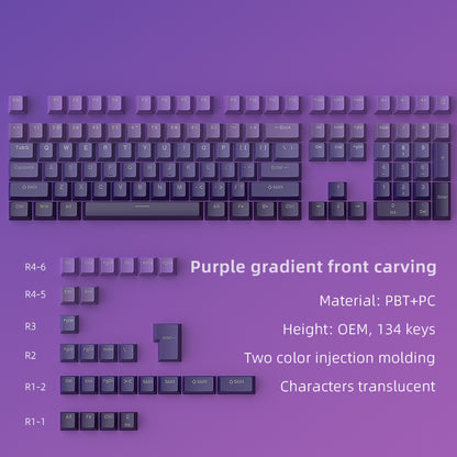 YMDK Gradient Keycaps Thick PBT Keycap Blacklit Shine Through OEM Profile 134 Key Set Cherry Profile Dye Sub Minimalist Style Custom Key Cap for MX Mechanical Keyboards