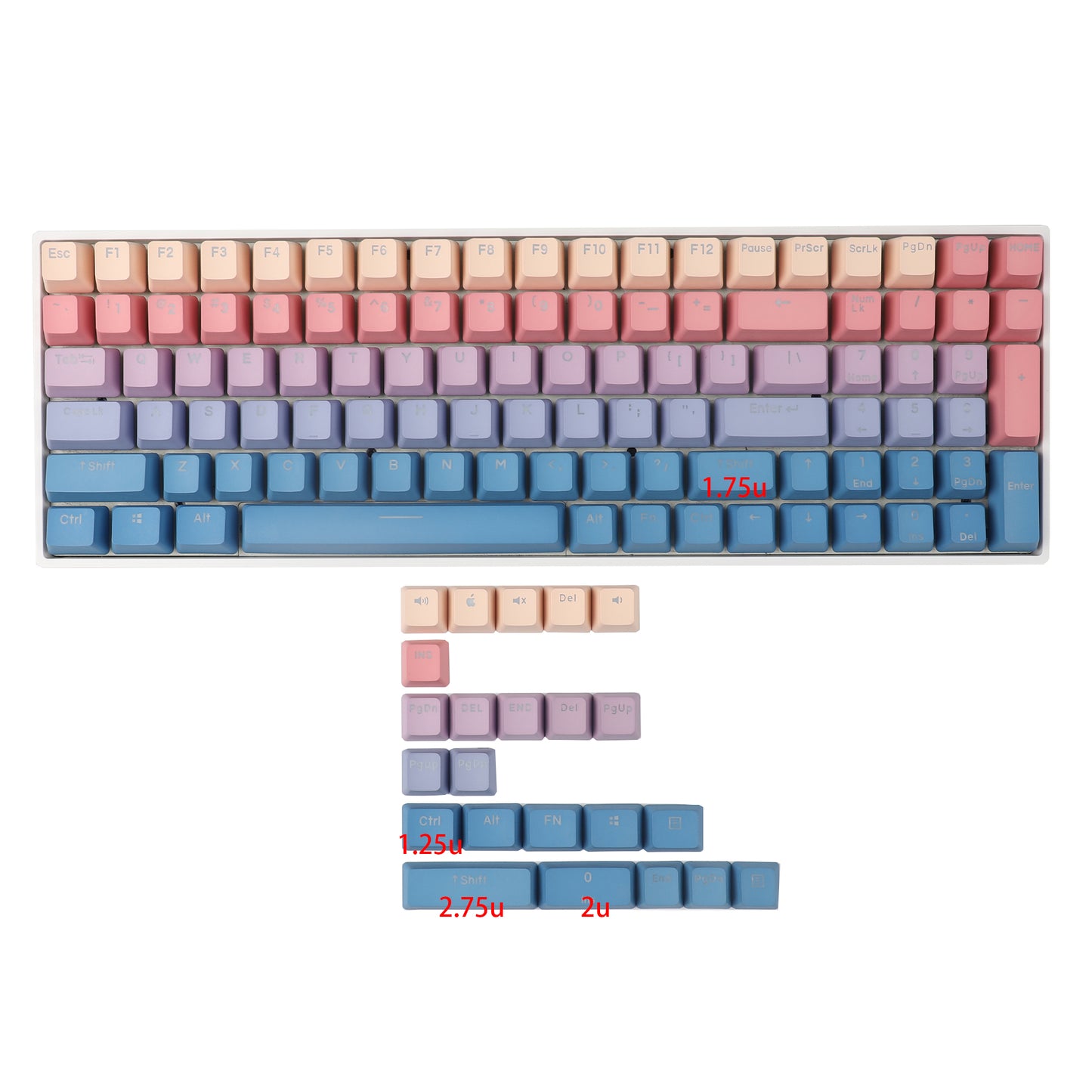 YMDK OEM Profile 122 Keycaps(PBT Double Shot Backlit Shine Through Dyed )