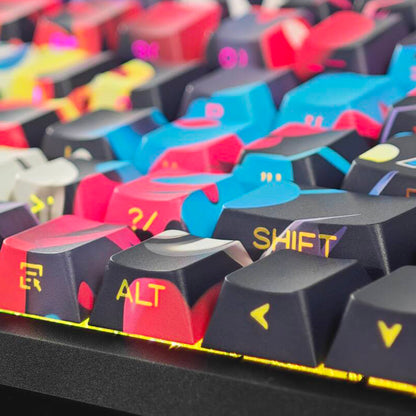 YMDK Grandpa Beard Theme 131 Keys Keycaps Sidelit PBT Dye Sub Cherry Profile Manga Anime Custom Keycap for 61/68/84/104/108 MX Mechanical Keyboard