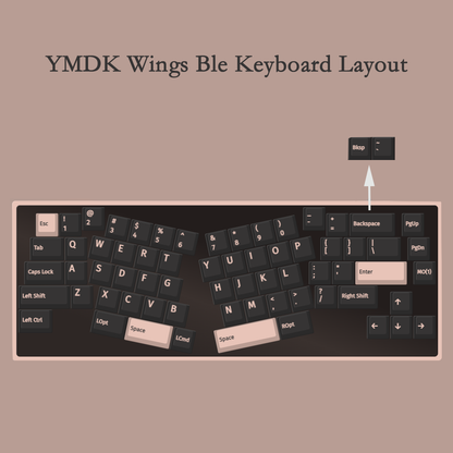 YMDK Wings Ble Bluetooth Wired Retro Hot Swappable Alice Gasket Mechanical Keyboard Kit（ VIA Type C PCB Plastic Case ）