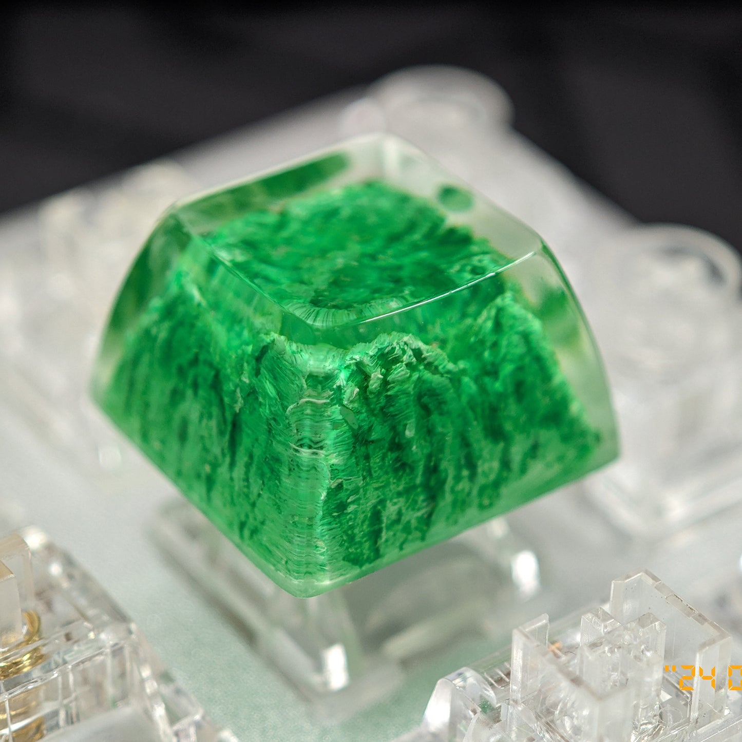 YMDK Novelty Artisan Keycap Resin Spring Scenery Gold Green Mountain Shine Through Similar SA Profile Keycaps For Cherry MX Mechanical Gaming Keyboard