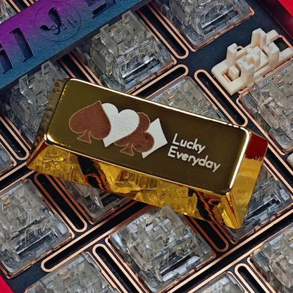 YMDK Metal Gold Playing Card Themed Cool Poker Unique Arrow Keys Enter 2.25u Personalized Cherry Keycaps for MX Mechanical Keyboards