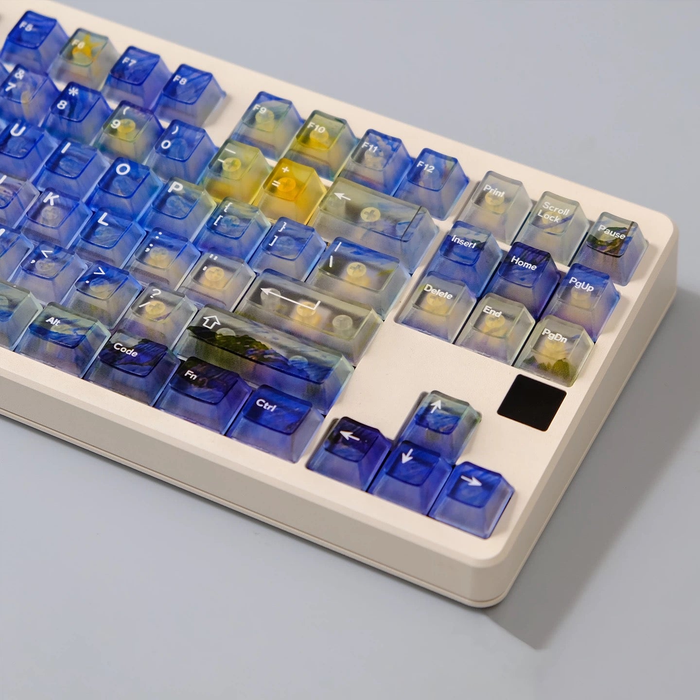 YMDK 121 Keys Frosted Clear Rose Sorrow Starry Sky Theme PC Cherry Profile PC Shine Through Keycaps for MX Mechanical Keyboard