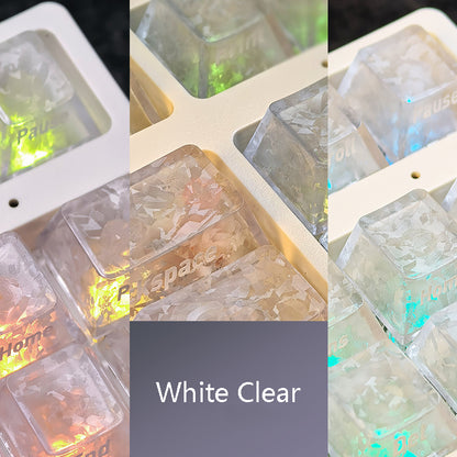 YMDK Carbon Fiber Texture 119 Key Side Printed Shine Through Keycaps for 61/64/68/84/87/96/108-Key MX Mechanical Keyboards