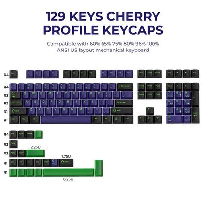 YMDK 151 Keys Comic Retro Machinery Cherry Profile PBT 5 Sides Dye Sublimation Keycaps for MX Mechanical Keyboards 75/87/98/104/108