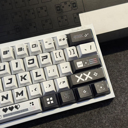 YMDK 125 Keys Black White Printing Cherry Profile Top Print Sidelit Dye Sub PBT Keycaps for 65/75/87/98/100/104 MX Mechanical Keyboard