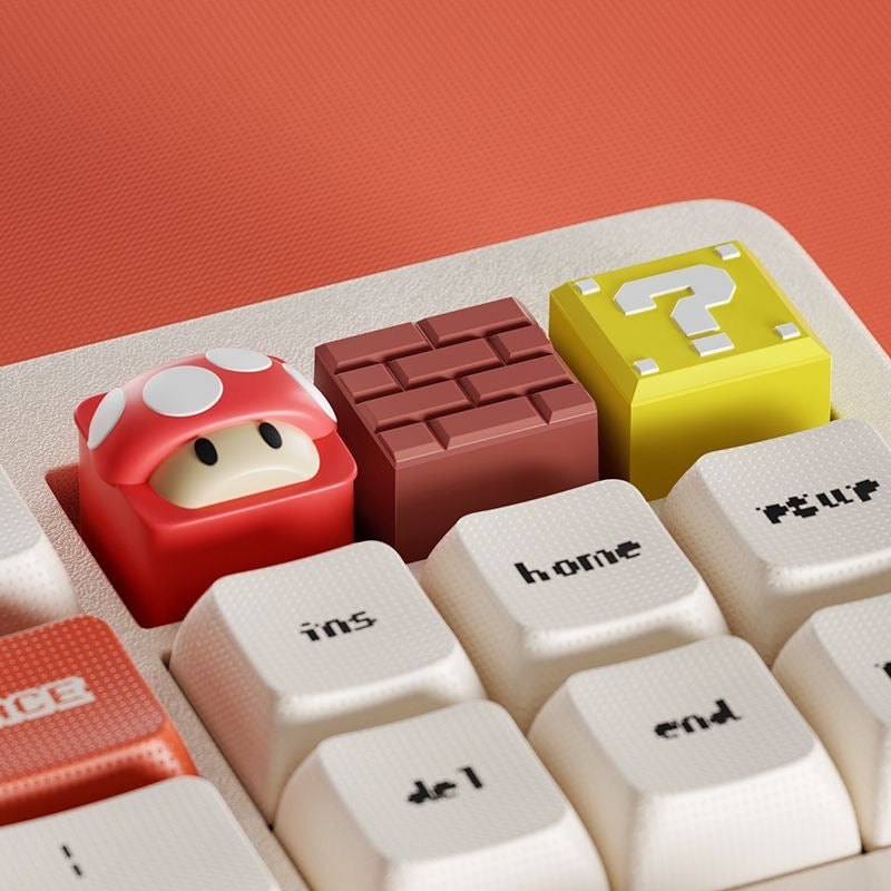 Cartoon Mushroom Question Mark Block Brick 1 pcs PVC Material Cute Personalized Custom Keycaps for MX Mechanical Keyboard