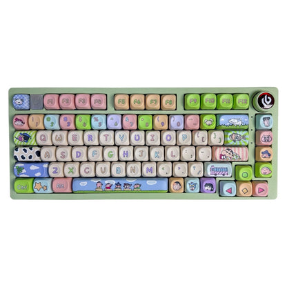 YMDK Crayon Cute Cartoon Anime Naughty 118keys Keycap MOA Profile 5 Sides Dye Sub PBT High-value Keycaps for 61/68/75/87/96/100/104/108 MX Mechanical Keyboard