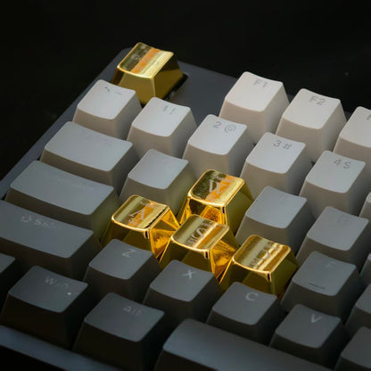 YMDK Gold Zinc Alloy Electroplated Keycaps Personalized Custom Cherry R4 Keycaps for MX Mechanical Keyboards Arrow WASD Keys