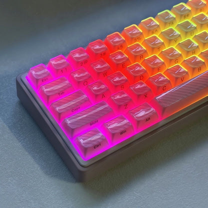 YMDK Demon Wave Blue, White, Pink, Purple Keycaps OEM Side-Printed 136 Key PC Shine Through for 61/64/68/84/87/96/108 Mechanical Keyboards