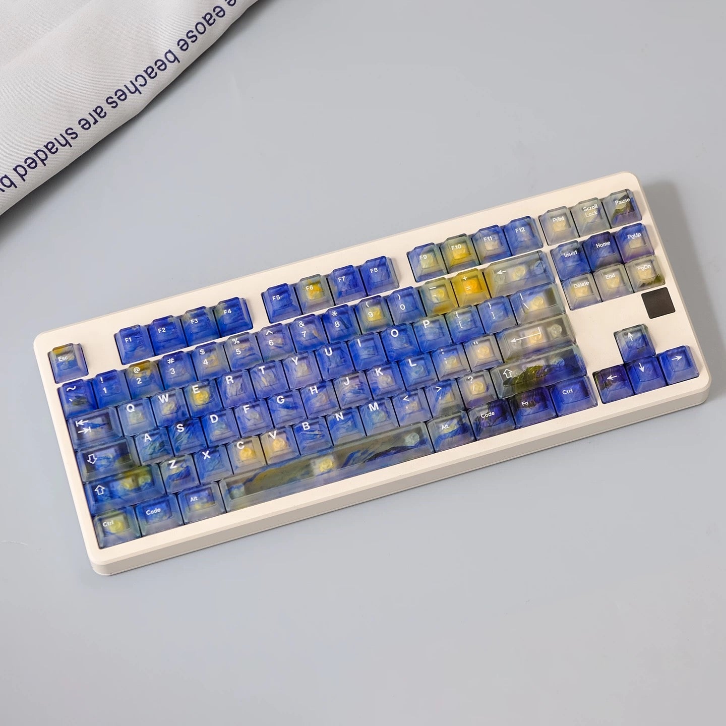 YMDK 121 Keys Frosted Clear Rose Sorrow Starry Sky Theme PC Cherry Profile PC Shine Through Keycaps for MX Mechanical Keyboard