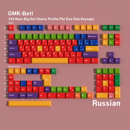 YMDK 143 Keys GMK Color Theme Cherry Profile English Russian German Spanish French PBT Dye Sub Keycap For MX Mechanical Keyboards