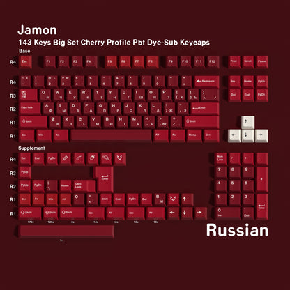 YMDK 143 Keys Jamon Theme Cherry Profile Keycaps English Russian German Spanish French PBT Dye Sub Keycap For MX Mechanical Keyboards