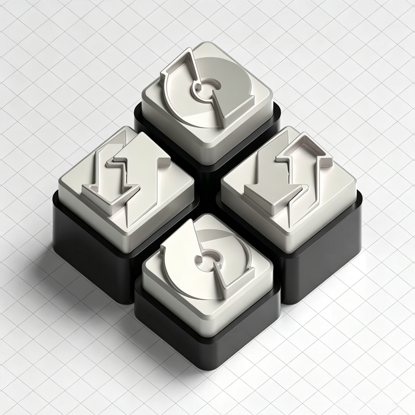 YMDK Metal Custom Keycap, Black‑White Gloss & Matte Finish, Nuclear Cube Artisan Keycap for Custom Mechanical Keyboard