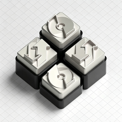 YMDK Metal Custom Keycap, Black‑White Gloss & Matte Finish, Nuclear Cube Artisan Keycap for Custom Mechanical Keyboard