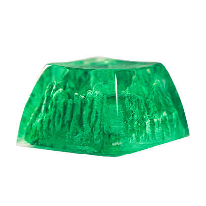 YMDK Novelty Artisan Keycap Resin Spring Scenery Gold Green Mountain Shine Through Similar SA Profile Keycaps For Cherry MX Mechanical Gaming Keyboard