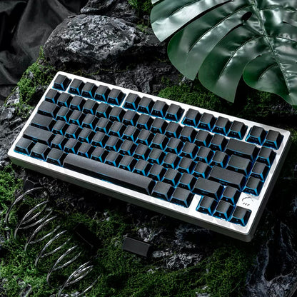 YMDK 142 Keys Light Frame White Character Border PBT Double Shot Backlit Shine Through Cherry Profile for 61/68/84/87/98/104/108 Layout MX Mechanical Keyboard