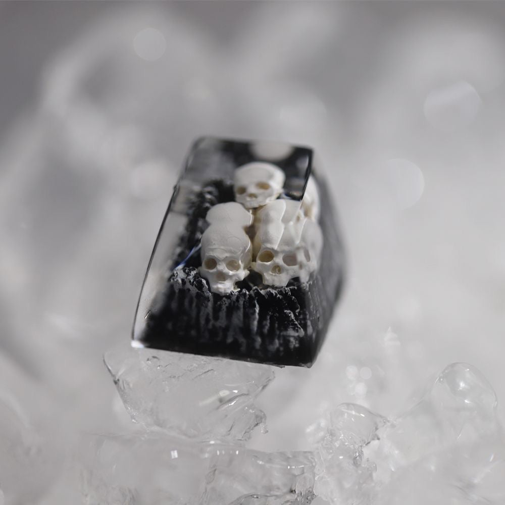 YMDK Snow Mountain Green Mountain Skull Resin Handmade SA Personalized Keycaps Shine Through Cool Keycap for MX Switch Keyboards
