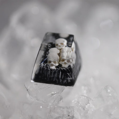 YMDK Snow Mountain Green Mountain Skull Resin Handmade SA Personalized Keycaps Shine Through Cool Keycap for MX Switch Keyboards