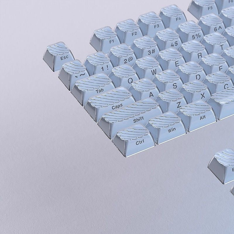 YMDK Demon Wave Blue, White, Pink, Purple Keycaps OEM Side-Printed 136 Key PC Shine Through for 61/64/68/84/87/96/108 Mechanical Keyboards