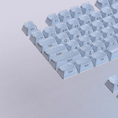YMDK Demon Wave Blue, White, Pink, Purple Keycaps OEM Side-Printed 136 Key PC Shine Through for 61/64/68/84/87/96/108 Mechanical Keyboards