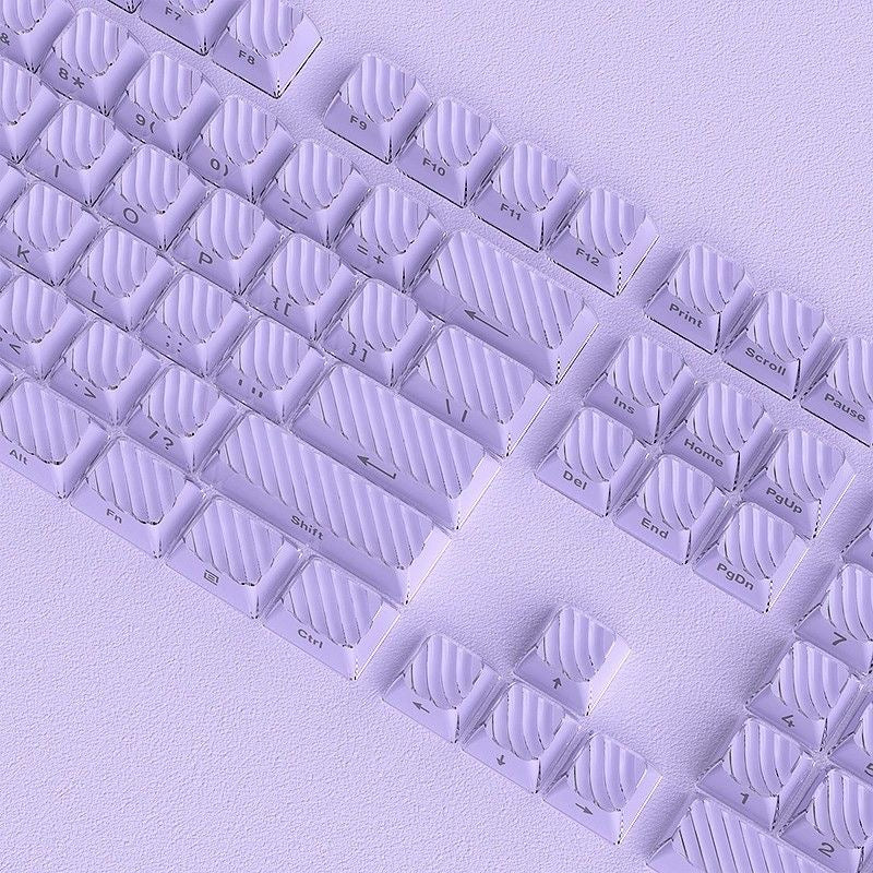 YMDK Demon Wave Blue, White, Pink, Purple Keycaps OEM Side-Printed 136 Key PC Shine Through for 61/64/68/84/87/96/108 Mechanical Keyboards