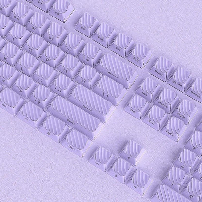 YMDK Demon Wave Blue, White, Pink, Purple Keycaps OEM Side-Printed 136 Key PC Shine Through for 61/64/68/84/87/96/108 Mechanical Keyboards