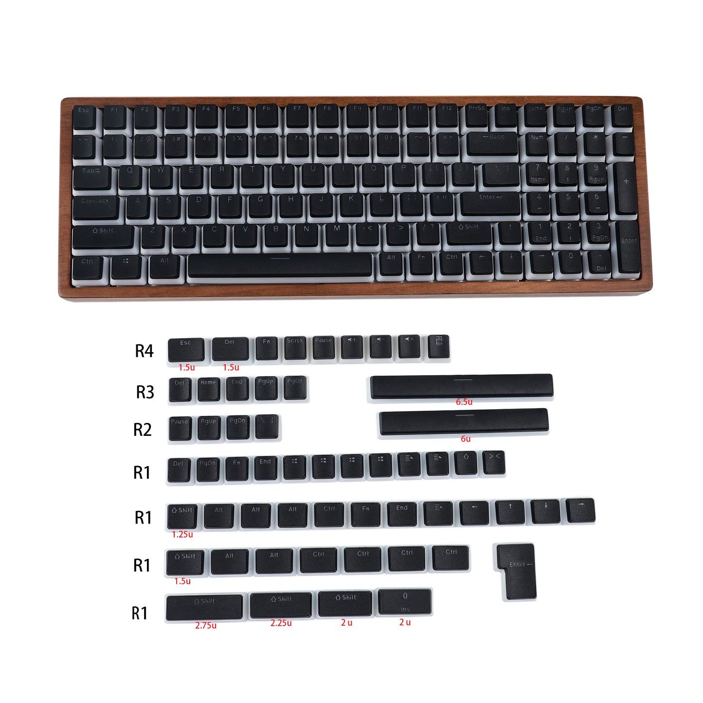 Pudding 156 Backlit Keycaps(OEM Profile Double Shot/Corsair Razer Ducky SF KBD75 Tada68 Using)