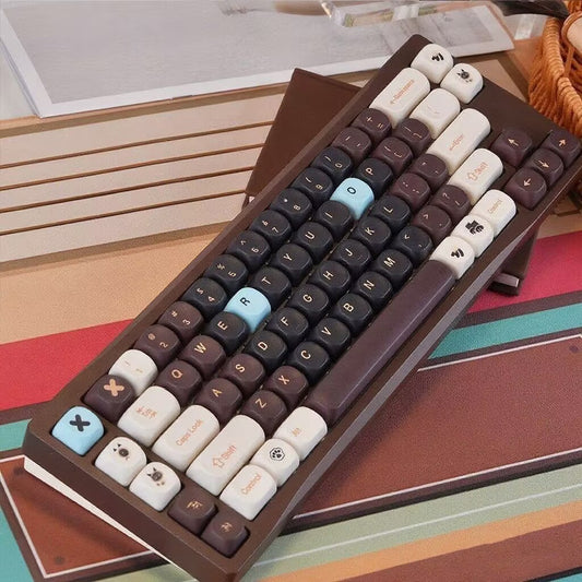 YMDK 129 Keys Brown Sugar Bobo Theme Keycaps MOA Profile PBT Dye Sub Custom Keycap for 75/87/98/104/108 Layout MX Mechanical Keyboard