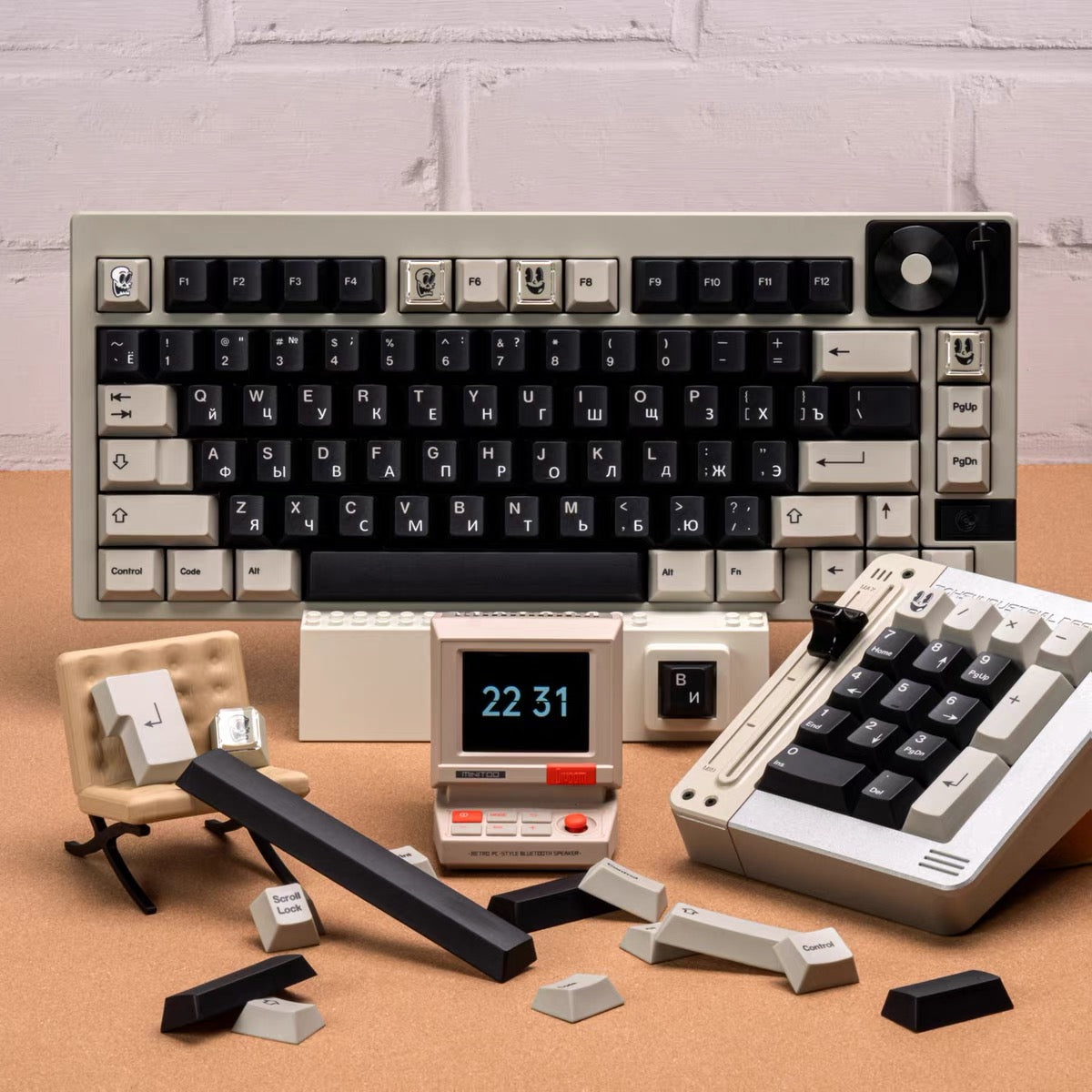 YMDK Rubber Themed Keycaps 143 Keys Retro Cherry Profile PBT Dye Sub Keycap Set for 61/84/87/104/108 MX Mechanical Keyboards