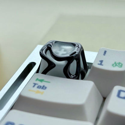 YMDK Organic Hollow Artisan Keycap, Twisted Fluid Shape ABS Electroplated Custom Key Cap for Mechanical Keyboard