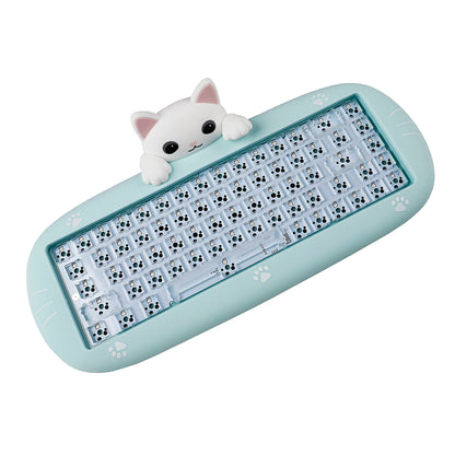 YMDK Meow68 keyboard Cat Custom Triple-Mode RGB Hot Swappable meow 68 Mechanical Keyboard Barebone（Support Macro Programmable Bluetooth＆Wired＆2.4G）