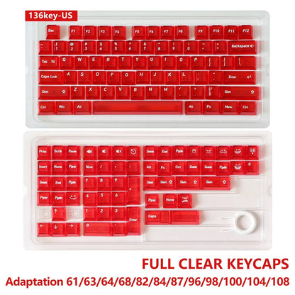 136 Keys English Korean Russian Japanese Shine Through PC Top Print Cherry Profile Color Keycaps for 61/68/84/104/108 MX Mechanical Keyboards