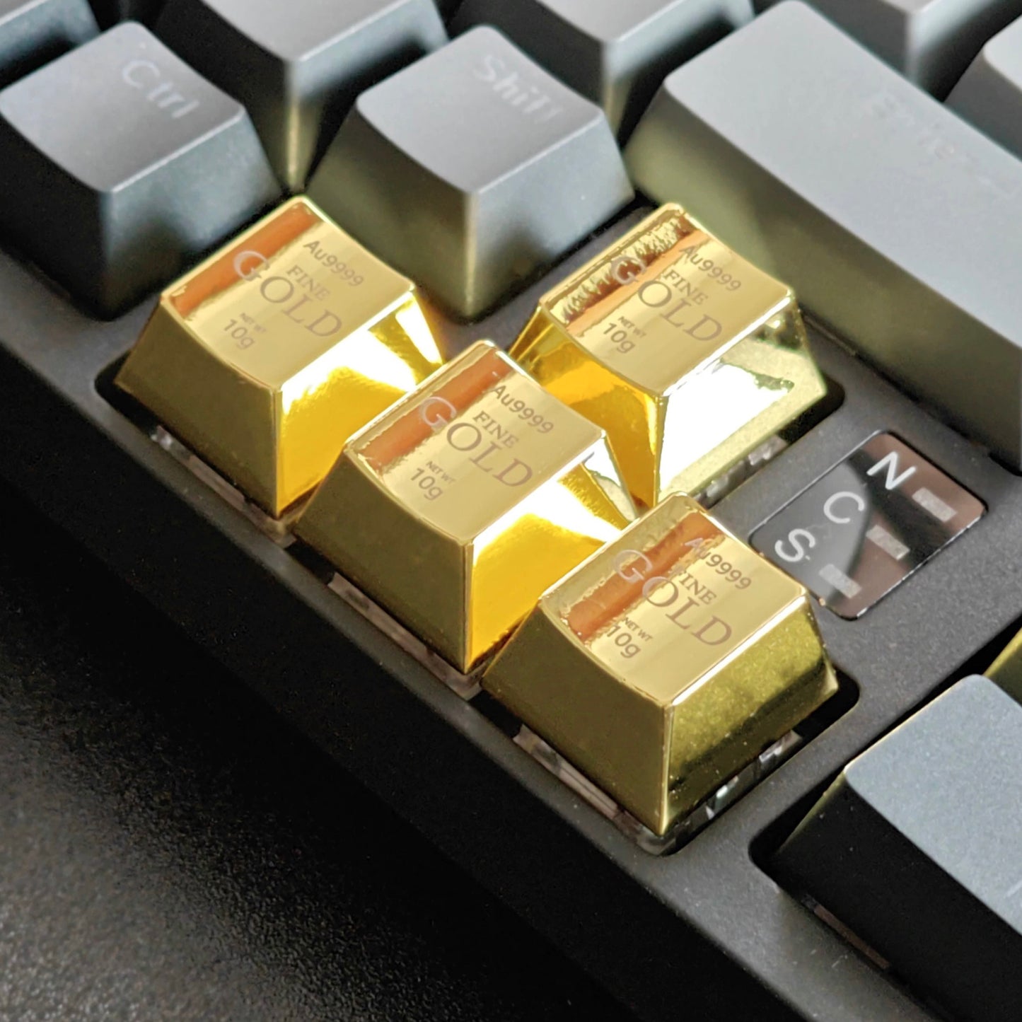 YMDK Gold Zinc Alloy Electroplated Keycaps Personalized Custom Cherry R4 Keycaps for MX Mechanical Keyboards Arrow Keys