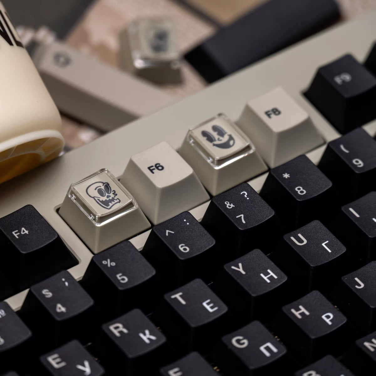 YMDK Rubber Themed Keycaps 143 Keys Retro Cherry Profile PBT Dye Sub Keycap Set for 61/84/87/104/108 MX Mechanical Keyboards