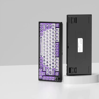 YMDK 136 Keys Cat's Eye Stone White and Purple Double Spelling Keycaps Translucent Cherry Profile for 61/68/87/98/104/108 MX Mechanical Keyboard