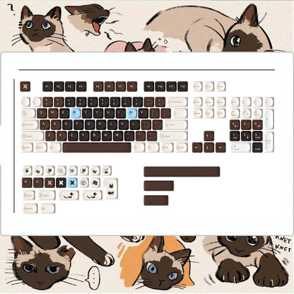YMDK 129 Keys Brown Sugar Bobo Theme Keycaps MOA Profile PBT Dye Sub Custom Keycap for 75/87/98/104/108 Layout MX Mechanical Keyboard