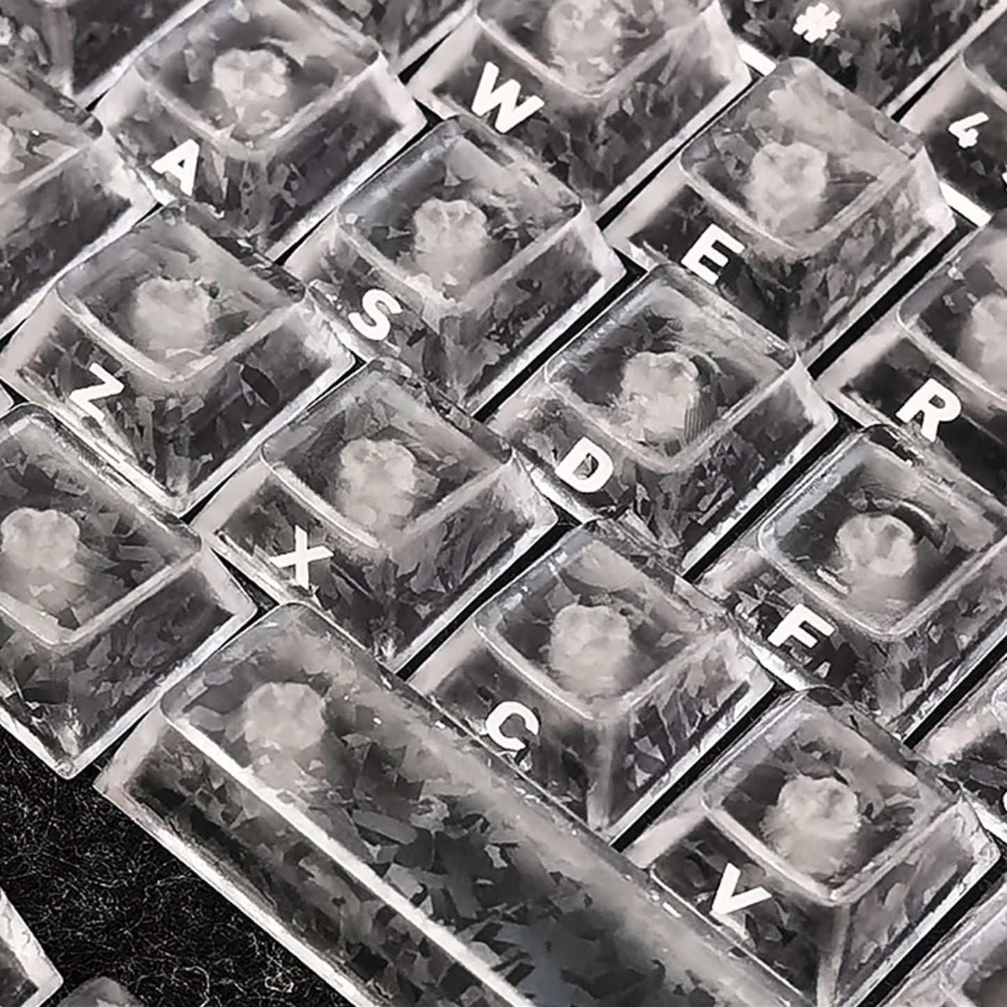 YMDK Carbon Fiber Texture 119 Key Side Printed Shine Through Keycaps for 61/64/68/84/87/96/108-Key MX Mechanical Keyboards